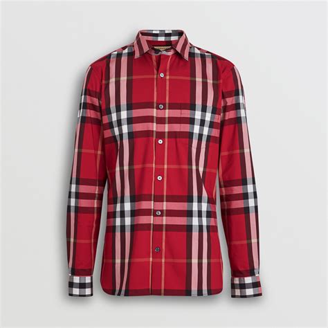 burberry nelson check stretch-cotton shirt parade red neiman|Burberry Fred Short.